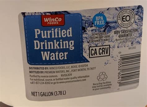 winco purified bottled water ph test|bpa free water bottle ph.